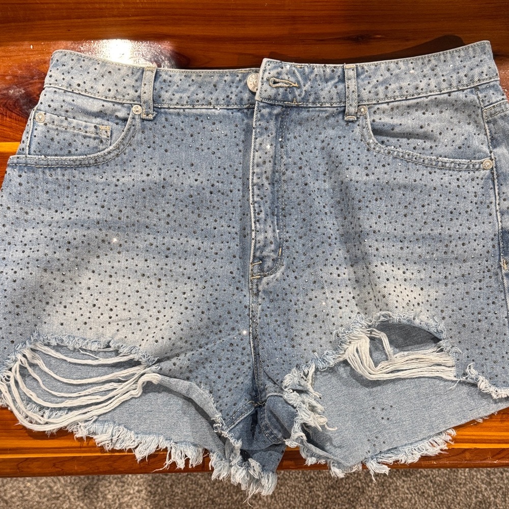 Denim Sparkling Distressed Women's Shorts